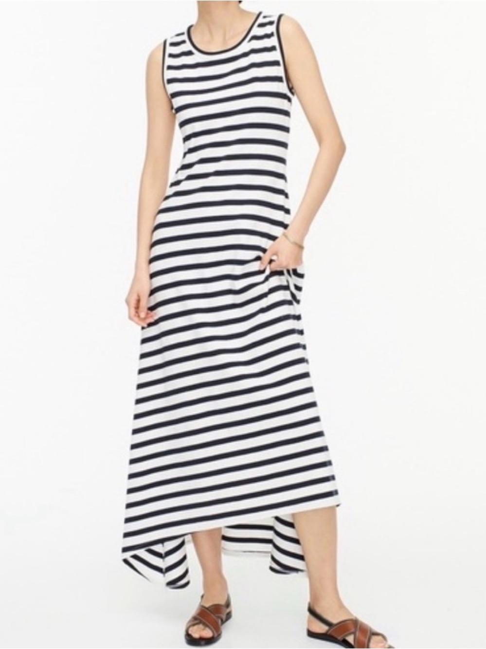J. Crew Navy and White Striped Tank Maxi Dress